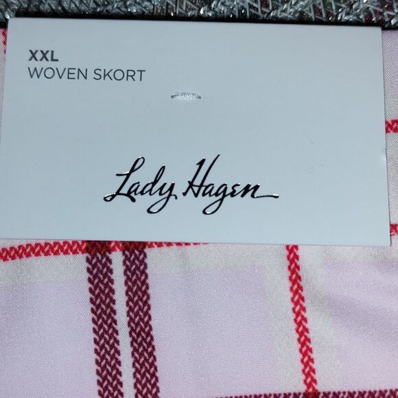 Lady Hagen Clubhouse 16" Woven golf  Skort Plaid Pink Sz XXL NWT - Picture 3 of 9